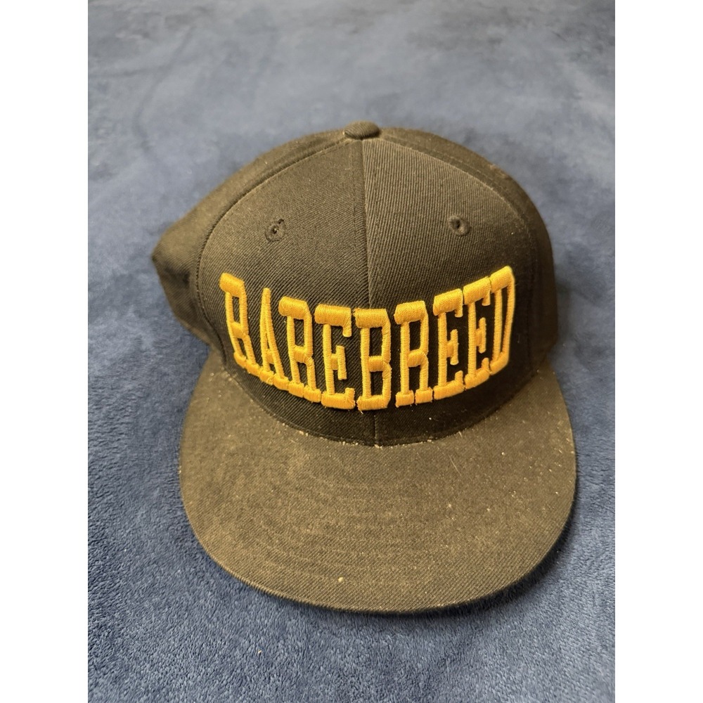 Vtg Lids Mens Fitted Baseball Cap Rarebreed Black Yellow Sz 7 1/2 Hat